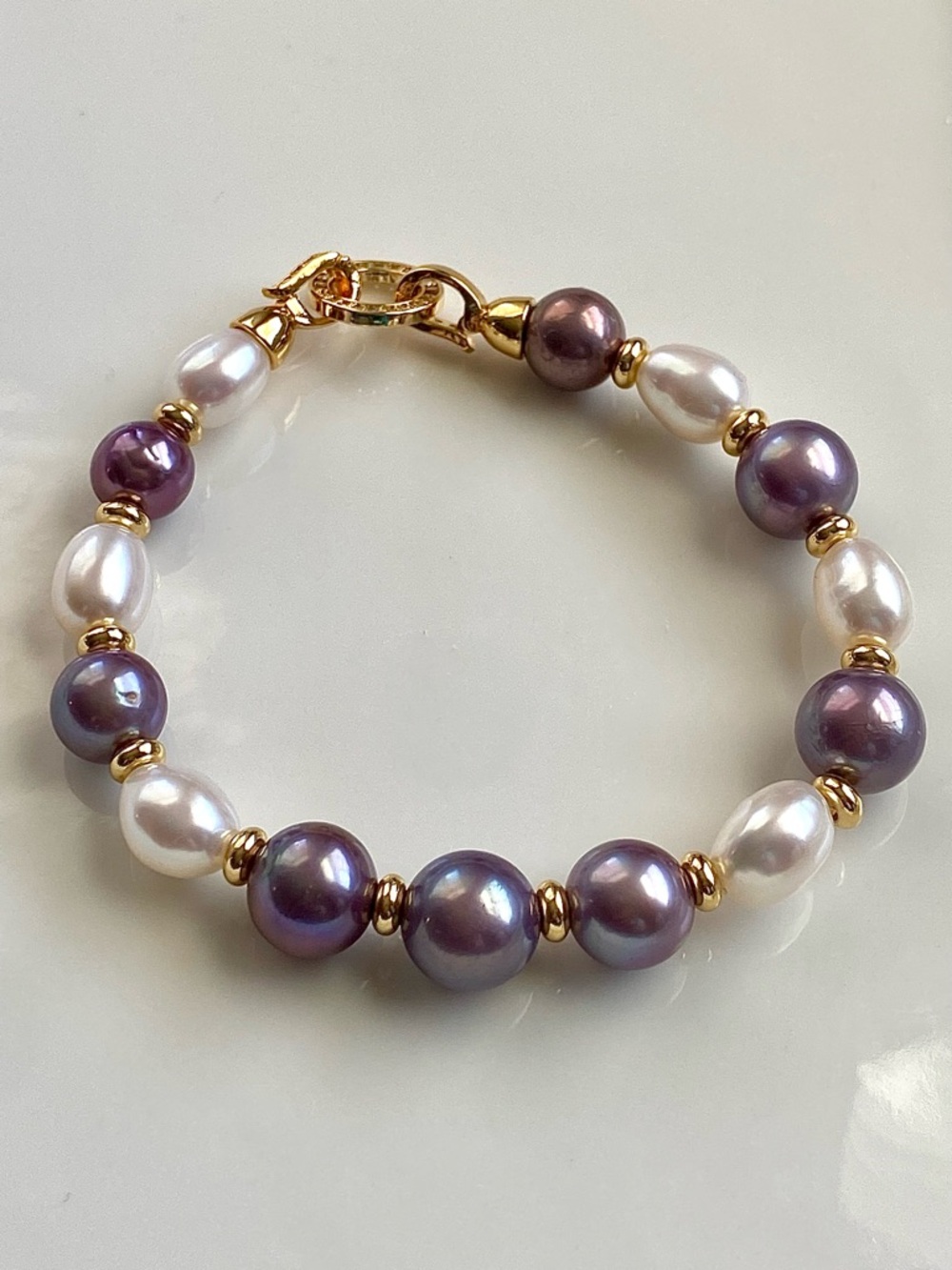 B176-Handmade Premium Blueberry Purple Edison Pearl Bracelet